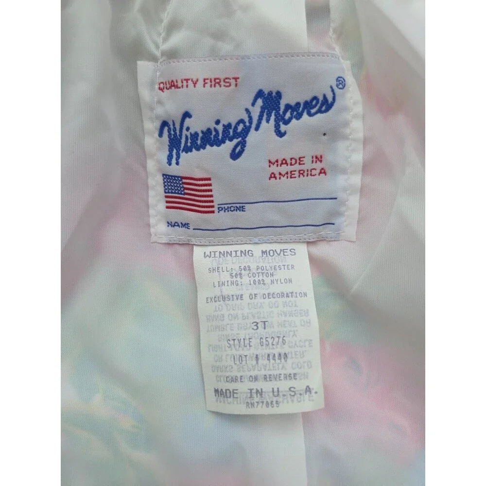 Vintage Winning Moves 3T Floral Button Hooded Jacket Colorful Made in USA NWT